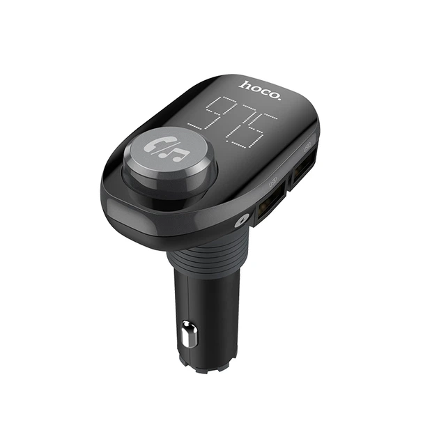 FM-трансмиттер Hoco E45 12–24 В 2xUSB Bluetooth 4.2 MicroSD LCD-экран Черный (E45) - изображение 4