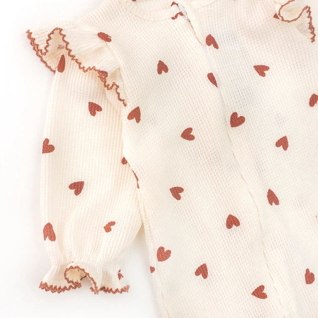 Комбинезон для девочки с шапочкой Dexter`s застежка-молния burgundy hearts 68 см молочный - изображение 4
