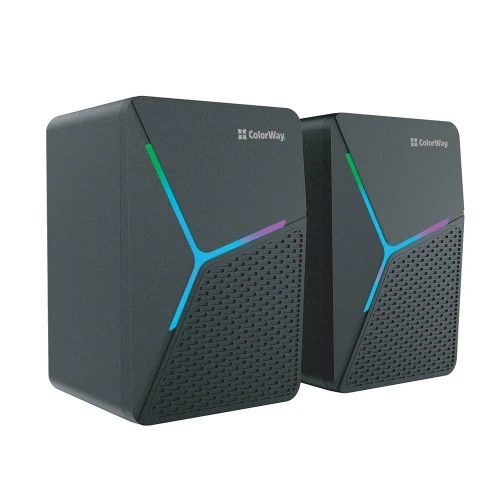 Колонки ColorWay, Black, 2x3 Вт, 3.5 мм, LED підсвічування, живлення від USB, 1.1 м (CW-SPU01BK) - изображение 2
