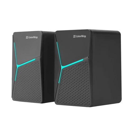 Колонки ColorWay, Black, 2x3 Вт, 3.5 мм, LED підсвічування, живлення від USB, 1.1 м (CW-SPU01BK) - изображение 3