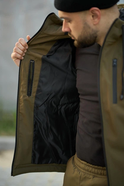 Чоловічий зимовий костюм Softshell на флісі водостійкий та утеплений з липучкою під шеврон Куртка та Штани Reef Intruder L Койот - зображення 6