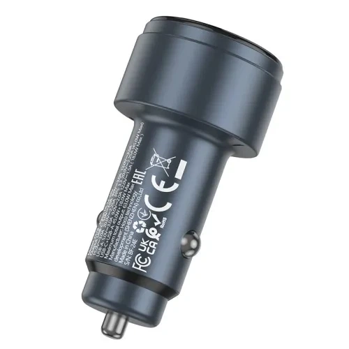 АЗП HOCO Z57B Glorious 63W dual-port digital display PD45W+QC3.0 car charger Black - зображення 4