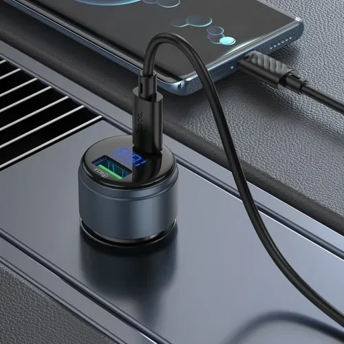 АЗП HOCO Z57B Glorious 63W dual-port digital display PD45W+QC3.0 car charger Black - зображення 5