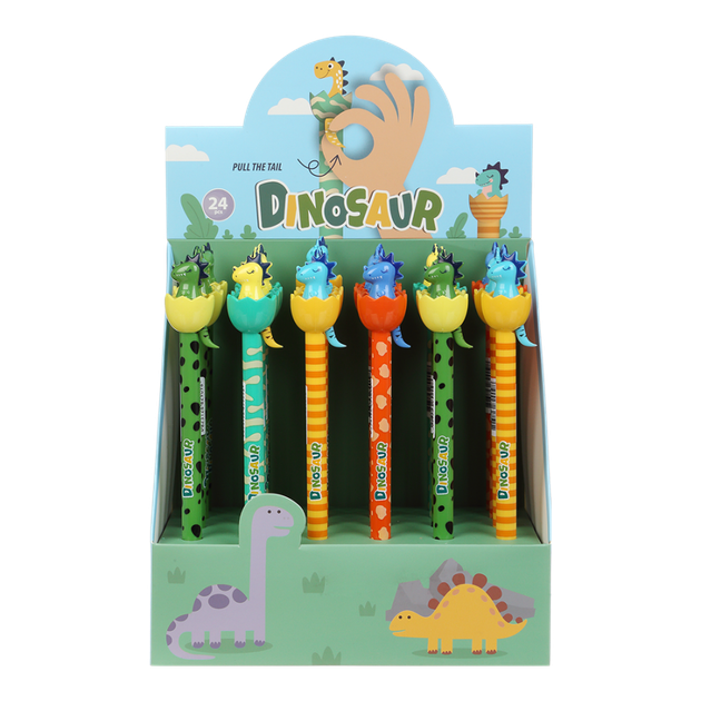 Ручка автоматична ZiBi Dino Tail "Динозаврики" 0.5 мм самостираюча "пиши-стирай" синя гелева корпус асорті (ZB.2292) - зображення 3