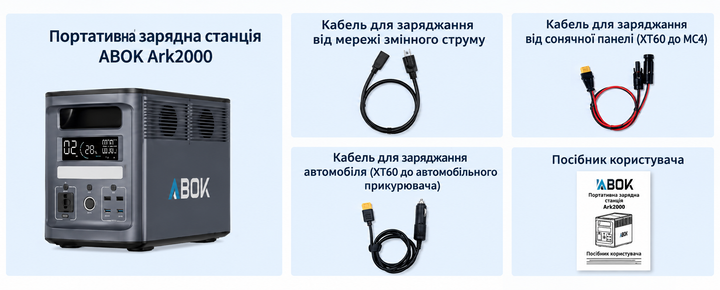 Портативна зарядна станція ABOK 2000W / 1536Wh LiFePO4 / UPS - Фото 3 Портативна зарядна станція ABOK 2000W / 1536Wh LiFePO4 / UPS - изображение 3