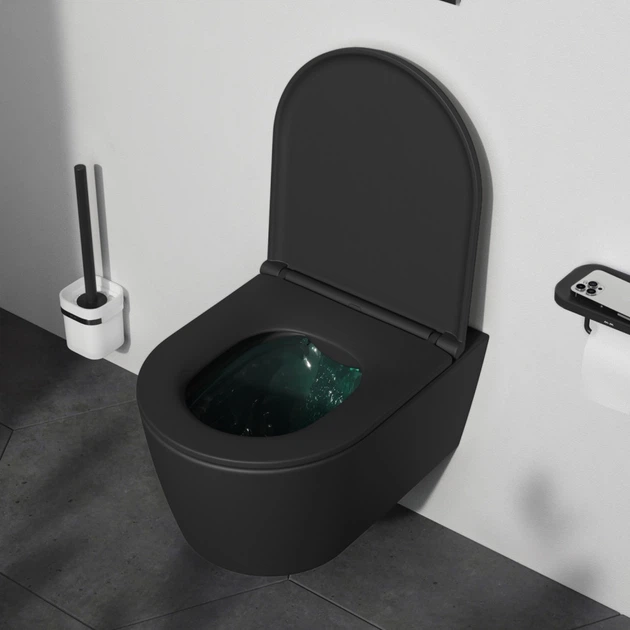 Унитаз подвесной AM.PM Func 49 см FlashClean с сиденьем с микролифтом black matt C8F1700MBSC - изображение 3
