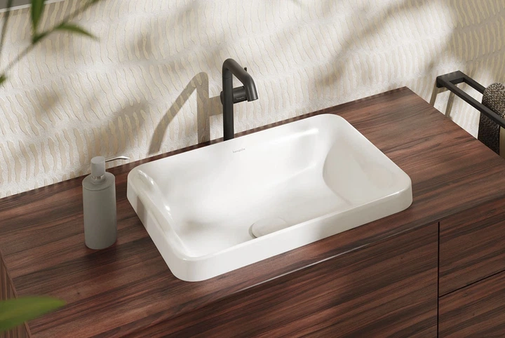 Умывальник Hansgrohe Xuniva Q врезной на столешницу с переливом SmartClean white 61066450 - изображение 2
