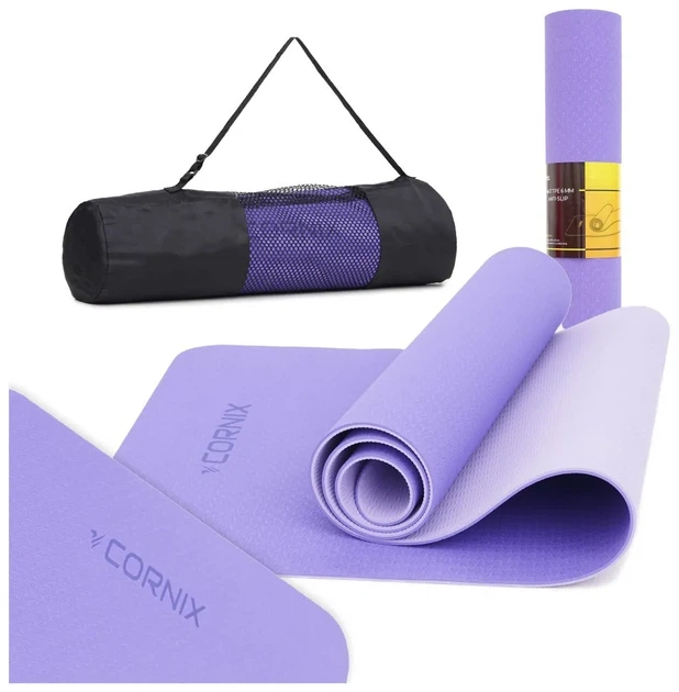 Килимок спортивний Cornix TPE 183 x 61 x 0.6 см для йоги та фітнесу XR-0004 Violet/Purple (LFXR-0004) - Фото 1 Килимок спортивний Cornix TPE 183 x 61 x 0.6 см для йоги та фітнесу XR-0004 Violet/Purple (LFXR-0004) - зображення 1