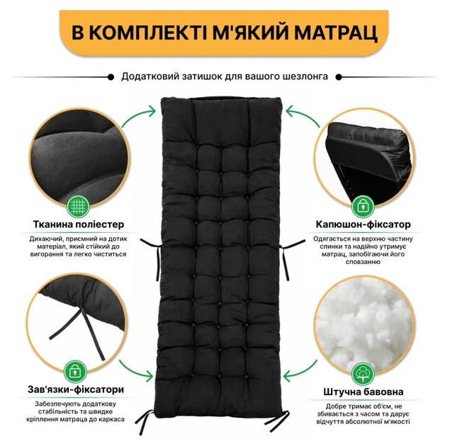 Розкладне крісло шезлонг LEOBRO Zero Gravity Premium Plus Чорне (LB-ZGC-E1-BLK) (LEO_LB-ZGC-E1-BLK) - изображение 11