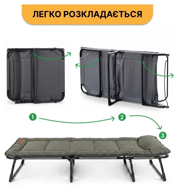 Розкладне ліжко (розкладачка) з вбудованим матрацом LEOBRO Khaki (LB-FB-S1-KHA) (LEO_LB-FB-S1-KHA) - Фото 10 Розкладне ліжко (розкладачка) з вбудованим матрацом LEOBRO Khaki (LB-FB-S1-KHA) (LEO_LB-FB-S1-KHA) - изображение 10