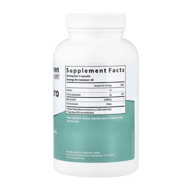 Мио + D-хиро инозитол для женщин Fairhaven Health 40:1 240 капсул. Для овуляции и гормонального баланса - изображение 3
