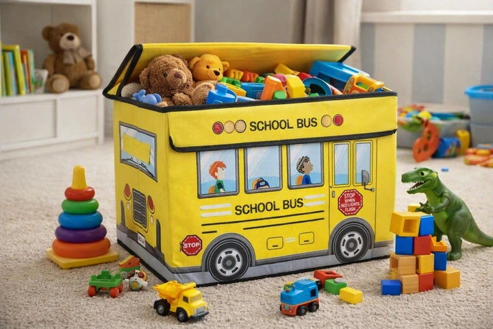 Коробка складна для зберігання речей і іграшок School Bus 37x25x25 см Yellow - Фото 2 Коробка складна для зберігання речей і іграшок School Bus 37x25x25 см Yellow - зображення 2
