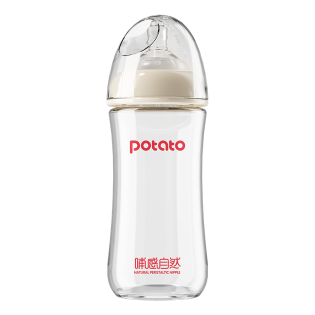 Детская стеклянная бутылочка для кормления Potato Baby, серия с широким горлышком, специально разработана для младенцев, бутылочка для новорожденных, 240 мл. - изображение 4