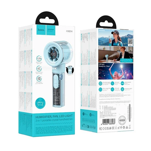 Вентилятор Hoco Spray series ice cooling handheld fan HX614 |100Levels, 60dB, 15h, 50mL| 5271313 - Фото 3 Вентилятор Hoco Spray series ice cooling handheld fan HX614 |100Levels, 60dB, 15h, 50mL| 5271313 - изображение 3