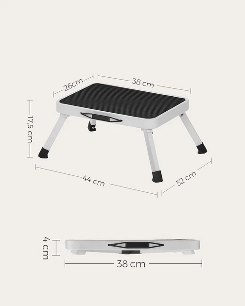 Підніжка одноступінчаста складна драбина до 150кг SONGMICS 38x26 см B0767GC1PF - зображення 4