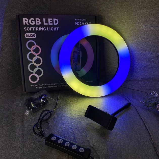 Набор блогера Кольцевая светодиодная лампа RGB LED RING MJ20 20 см + штатив 2.1 м (2208) - изображение 10