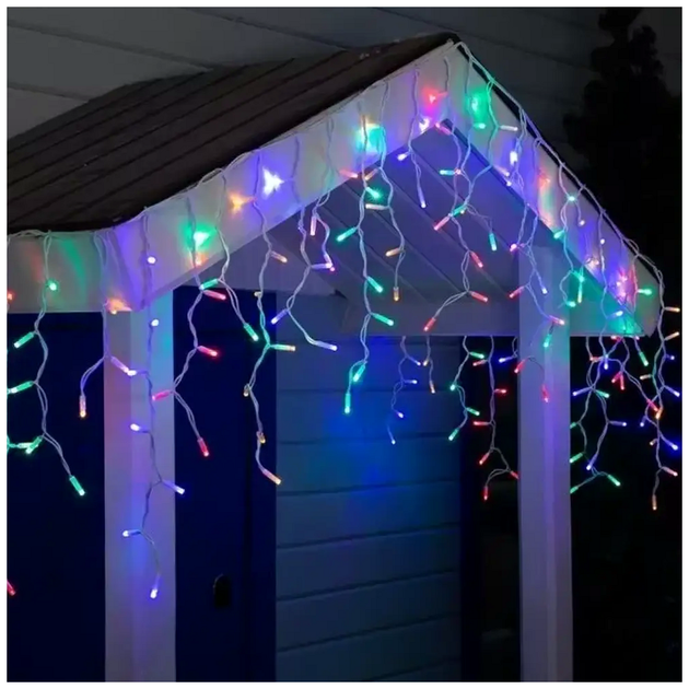 Гирлянда бахрома уличная 5x0.6м 100 LED белый каучук Мультиколор для декора улицы SQ-26911 - изображение 2