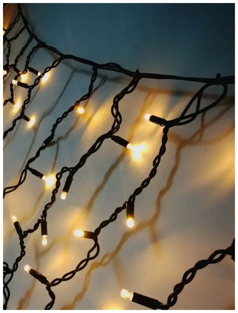 Гирлянда штора 3x1м 150 LED черный каучук для улицы статический режим теплый белый SQ-26939 - изображение 8