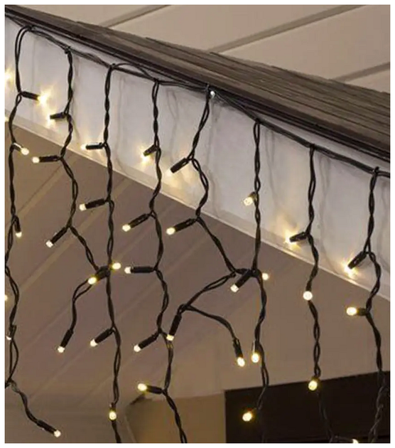 Гирлянда штора 3x1м 150 LED черный каучук для улицы статический режим теплый белый SQ-26939 - изображение 4