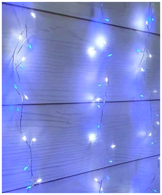 Светодиодная гирлянда штора 3x0.6м 200 LED USB Сине-белый 8 режимов IP44 Фейерверк SQ-26712 - изображение 4
