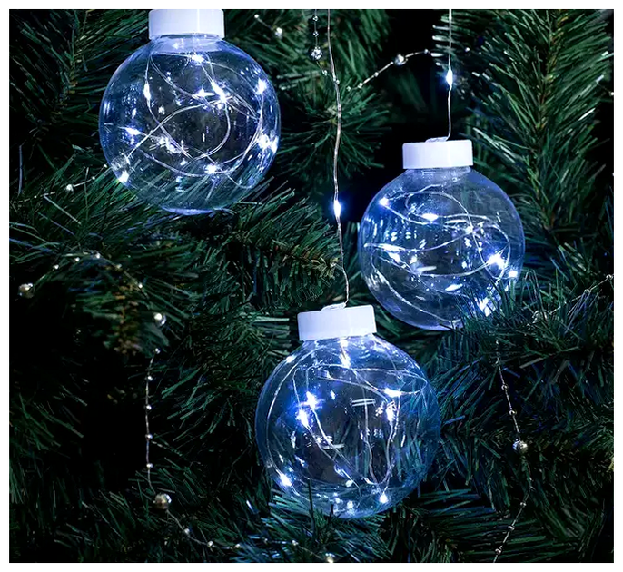 Гирлянда штора светодиодная 200 LED 10 шариков 3x0,8м белый цвет 8 режимов для новогоднего декора SQ-27466 - изображение 4