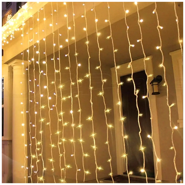 Гірлянда штора вулична 3x3м 600 LED прозорий каучук статичний режим IP44 SQ-26955 - зображення 5