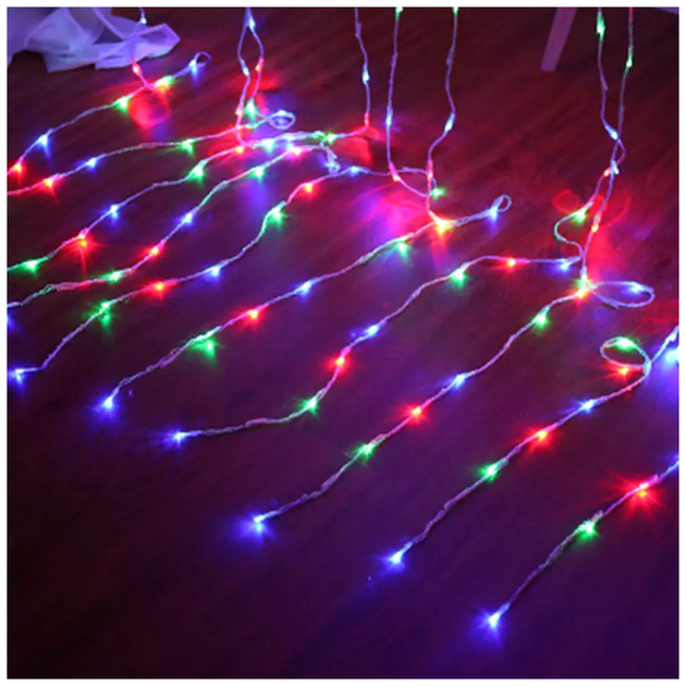 Гирлянда штора Водопад-роса 3x1,2м 120 LED 8 режимов USB Мультиколор IP44 SQ-26806 - изображение 7