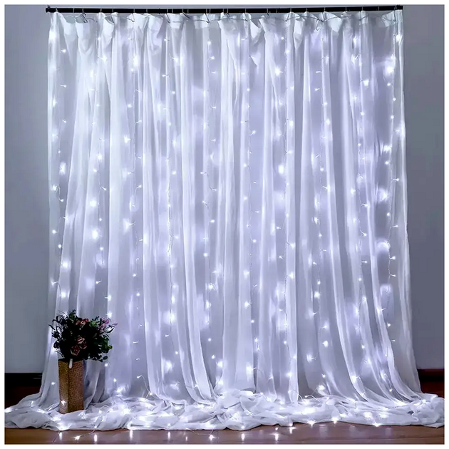 Гирлянда штора уличная 1,8x1,5м 180 LED прозрачный провод каучук статический режим IP44 SQ-26951 - изображение 10
