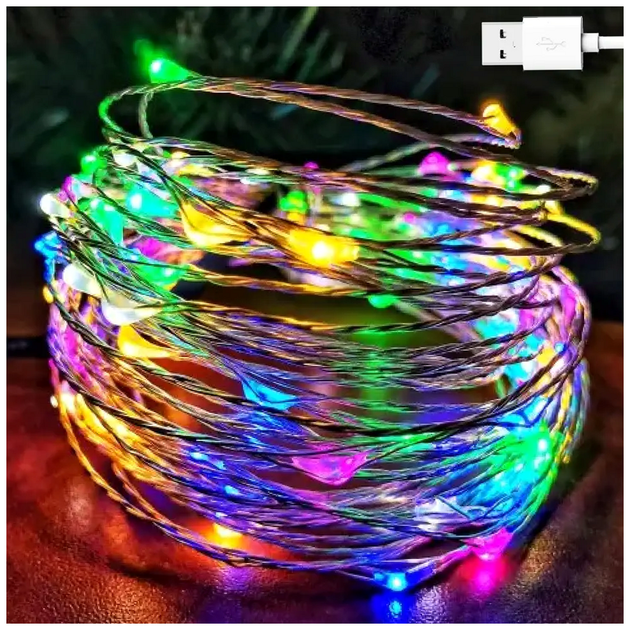 Гирлянда нить 20м 200 LED 2Вт USB мультиколор 8 режимов IP44 для внутреннего использования SQ-26626 - изображение 2