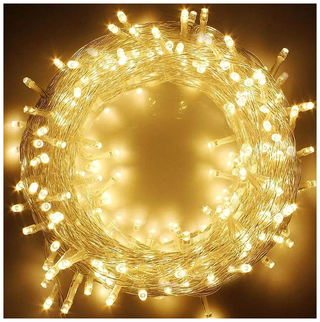 Светодиодная гирлянда 10м 200 LED теплый белый прозрачный провод для елки IP44 SQ-29694 - изображение 6