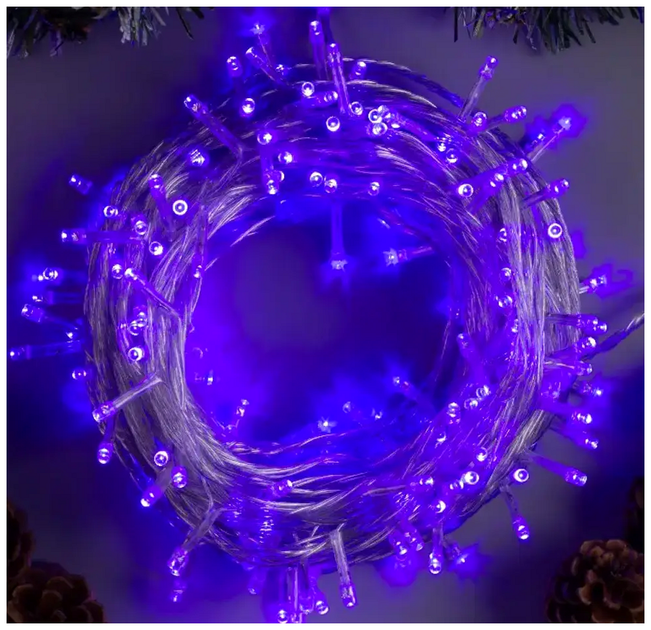 Светодиодная гирлянда 28м 500 LED 8 режимов прозрачный провод синий для елки SQ-29641 - изображение 2