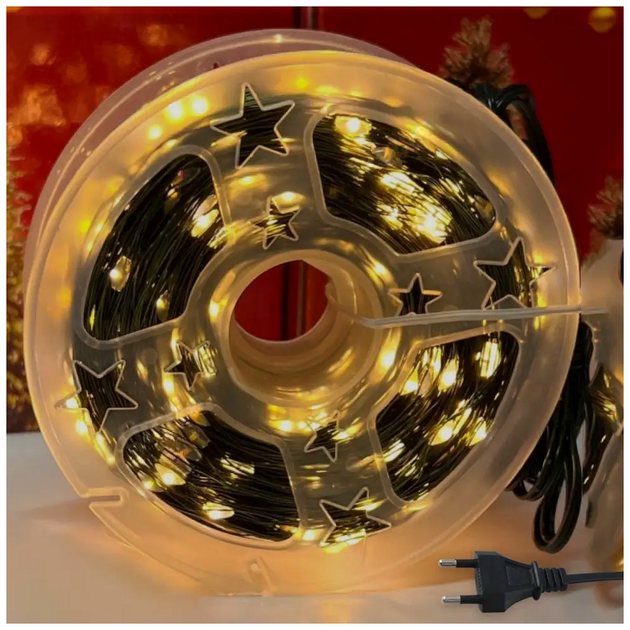 Светодиодная гирлянда нить 500 LED 50м 220V 8 режимов теплый белый зеленый провод IP44 для украшения елки SQ-26645 - изображение 2