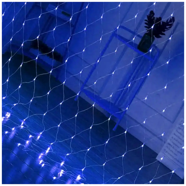 Гирлянда сетка светодиодная 2x1,5м 160LED 220V черный шнур 8 режимов для декора интерьера SQ-27291 - изображение 2