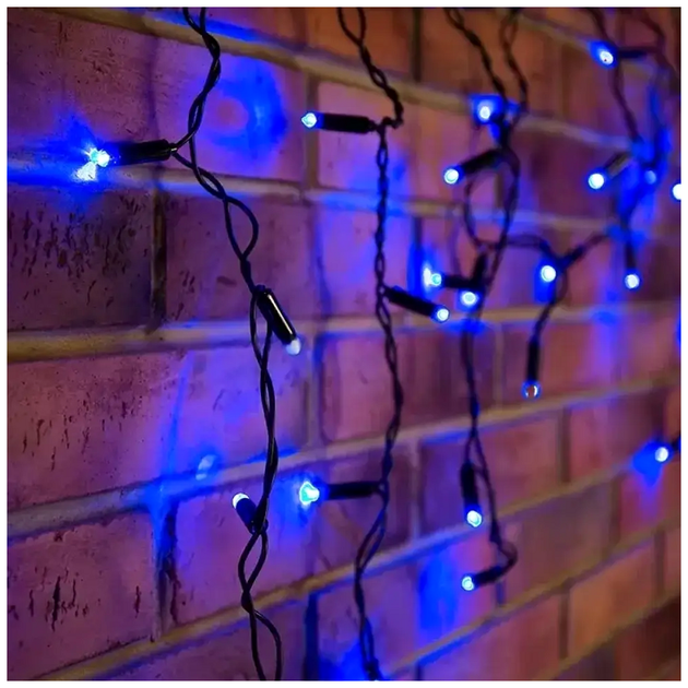 Гирлянда штора дождик 3x0,6м 120 LED 220В черный провод 8 режимов для украшения интерьера SQ-27212 - изображение 3