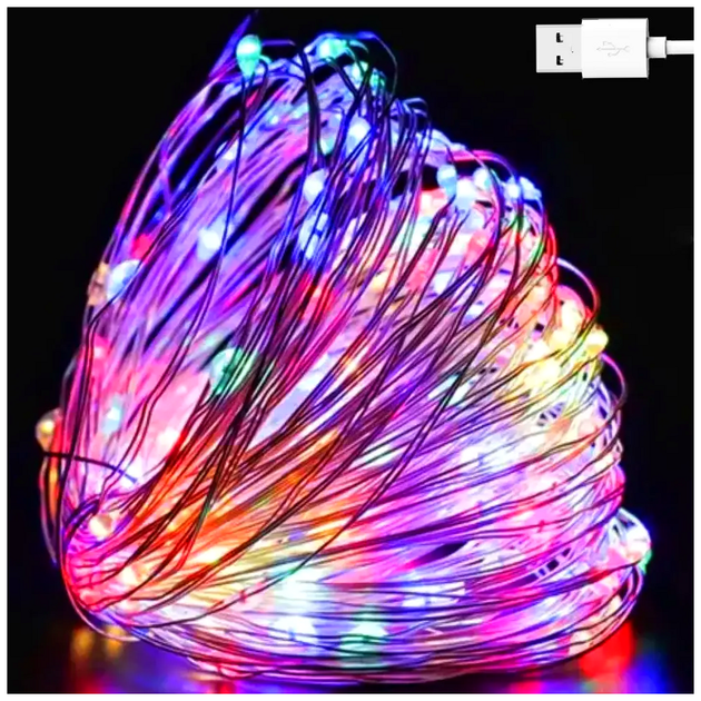 Гирлянда нить 50м 500 LED 5В USB 8 режимов IP44 для декора помещений модель Роса SQ-26636 - изображение 2