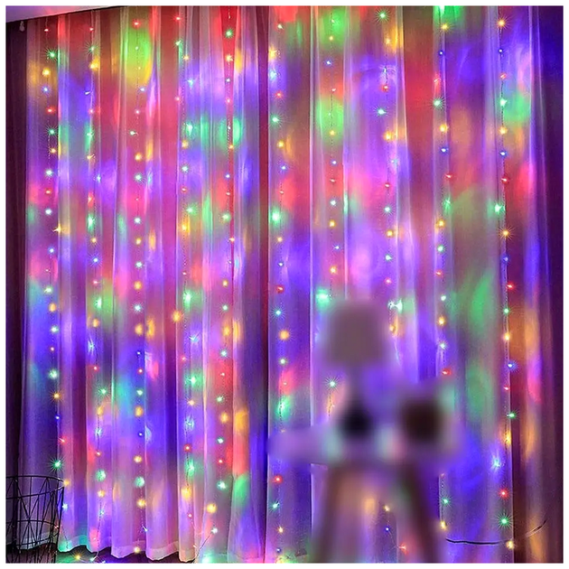 Гирлянда штора светодиодная 240LED 3x1,5м 8 режимов мультicolor IP44 для оформления помещений SQ-27297 - изображение 3
