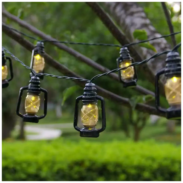 Гирлянда светодиодная 20 LED 7м 220В черный провод теплый белый для украшения интерьера Ретро фонарики SQ-25523 - изображение 3