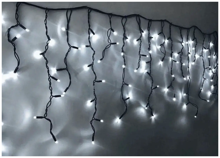 Уличная гирлянда бахрома 3м 100 LED 220В черный провод белый для оформления дома и террас SQ-28794 - изображение 8