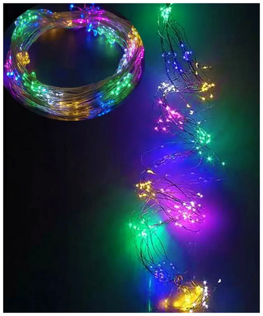 Светодиодная гирлянда 200 LED 2м 10 нитей мультиколор для ёлки и декора помещений SQ-28825 - изображение 4