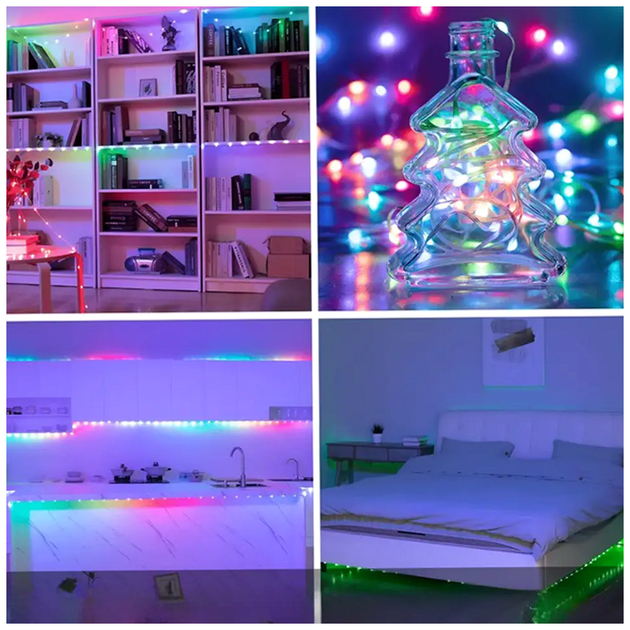Умная светодиодная гирлянда RGB 20м 200 LED управление через USB Bluetooth для украшения интерьера Роса SQ-28304 - изображение 6