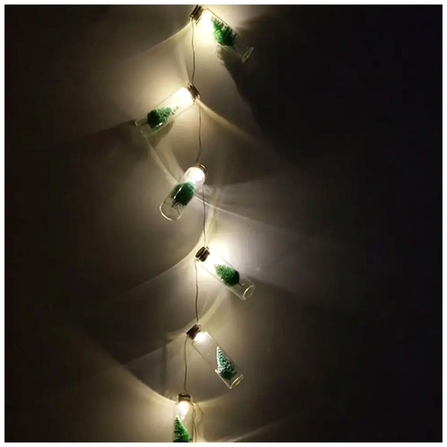 Светодиодная гирлянда 20 LED 5м 220В теплый белый для декора интерьера Елка в бутылочке SQ-27049 - изображение 5
