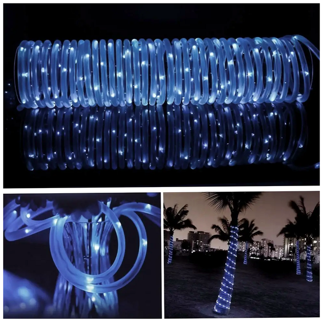 Гирлянда 100 LED 10м 2 Вт от USB и 220V IP65 холодный белый для улицы модель Роса SQ-27357 - изображение 4
