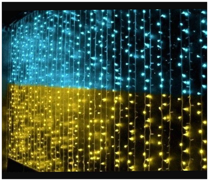Гирлянда штора светодиодная 220V 3000 мм 8 режимов сине-желтая для украшения интерьера SQ-27319 - изображение 7