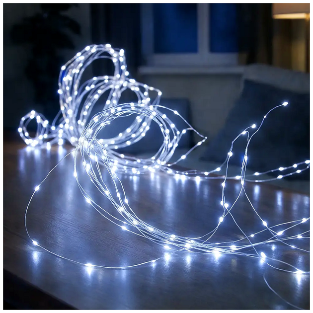 Светодиодная гирлянда 300 LED 3м теплый белый USB и батарейки для новогоднего оформления Конский хвост SQ-28828 - Фото 3 Светодиодная гирлянда 300 LED 3м теплый белый USB и батарейки для новогоднего оформления Конский хвост SQ-28828 - изображение 3