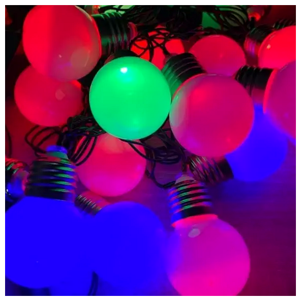 Светодиодная гирлянда 20 LED 7м 220В мультиколор для ёлки лампочки матовые 5см IP44 SQ-27502 - Фото 5 Светодиодная гирлянда 20 LED 7м 220В мультиколор для ёлки лампочки матовые 5см IP44 SQ-27502 - изображение 5