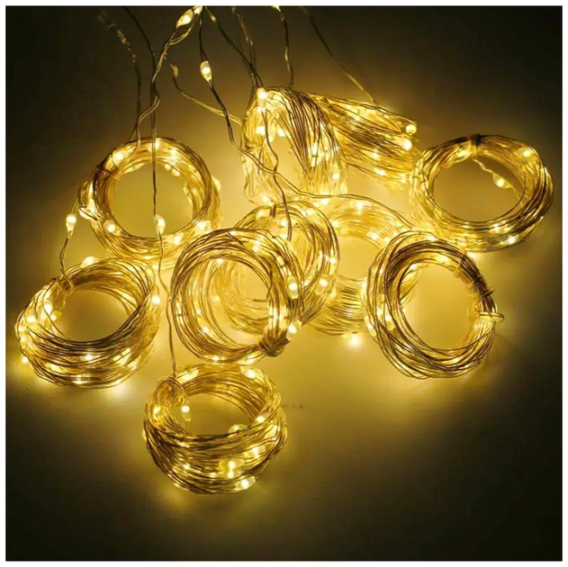 Гирлянда штора 3x2м 400 LED Теплый белый USB и сеть 220В 8 режимов Роса SQ-26773 - изображение 5