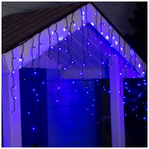 Гирлянда дождик Конус 5x0.6м 200 LED 220В черный провод 8 режимов для украшения интерьера SQ-27215 - изображение 2