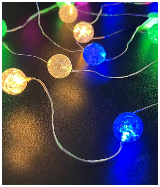 Гирлянда светодиодная 50 LED 5м на батарейках и USB 8 режимов для елки Хрустальные шарики SQ-26882 - изображение 9