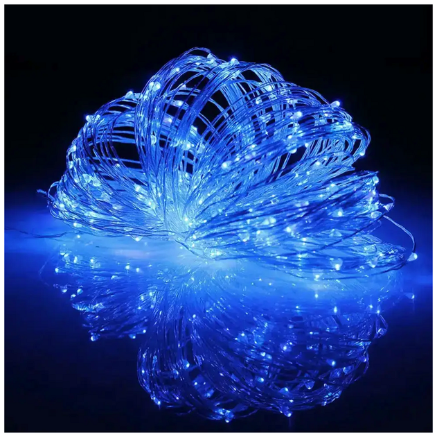 Гирлянда нить 30м 300 LED USB 5V 3Вт IP44 сине-белая для декора 8 режимов SQ-26635 - изображение 7