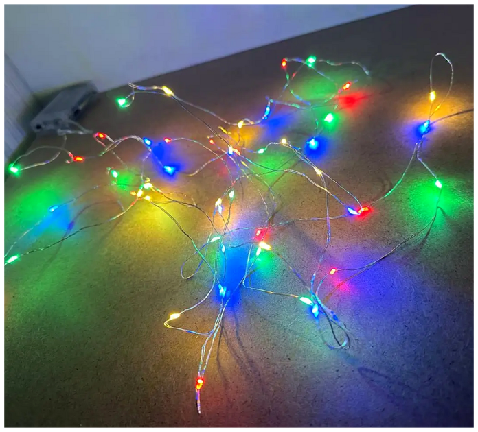 Светодиодная гирлянда 5м 50 LED статический режим IP44 для декорирования дома Мультиколор на батарейках SQ-26670 - изображение 8